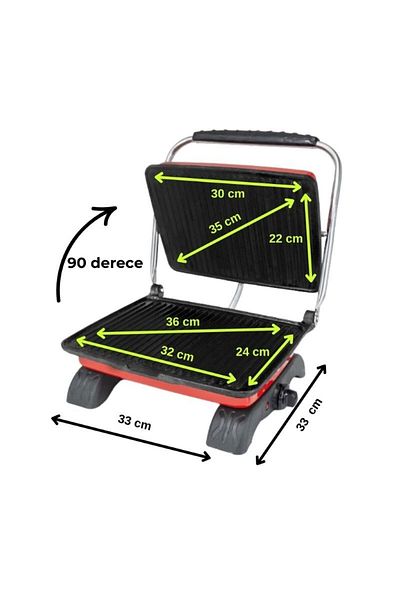 Dökümix Iron Cast Red 1800 Watt 4-6 Slices Home-Industry-Buffet Type Toaster and Grill