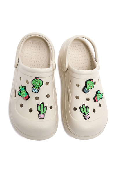 R&B Beige Jibbitz Slingback Clogs