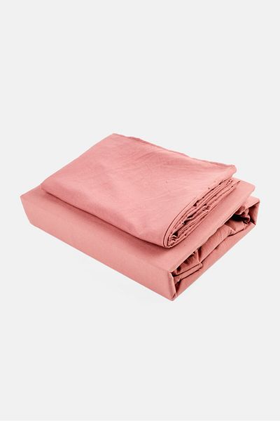 YOTO Set Of 2 Durability Fitted Sheets Comfortable With Lasting, Old Rose Pink
