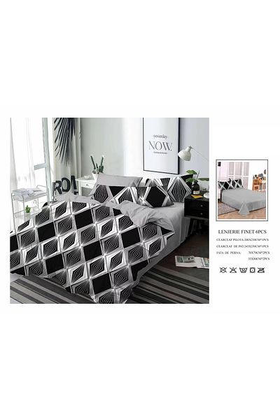chiraso CHIRASO Finet Bedding Set, 6 Pieces, 2 Persons, Sheet 245x250, Quilt 200x230, 4 Pillowcases, Print