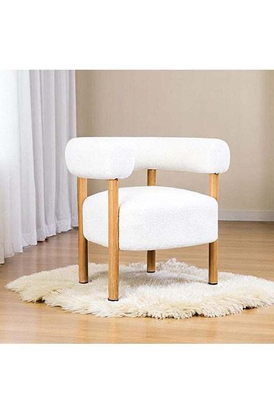 Generic Elegantly designed bouclé fabric chair || White