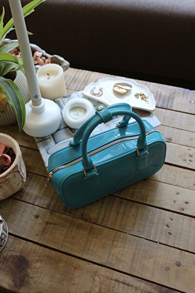 Moom Bag Women's Turquoise Silicone Double Handle Strap Hand & Shoulder Bag