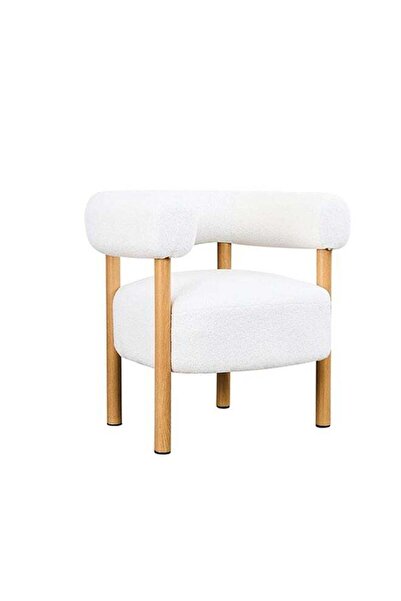 Generic Elegantly designed bouclé fabric chair || White