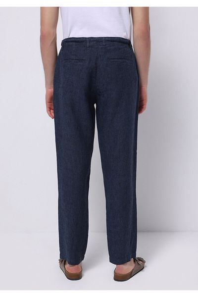 Colin's Regular Fit Mid Waist Long Leg Men's Linen Blend Navy Blue Trousers
