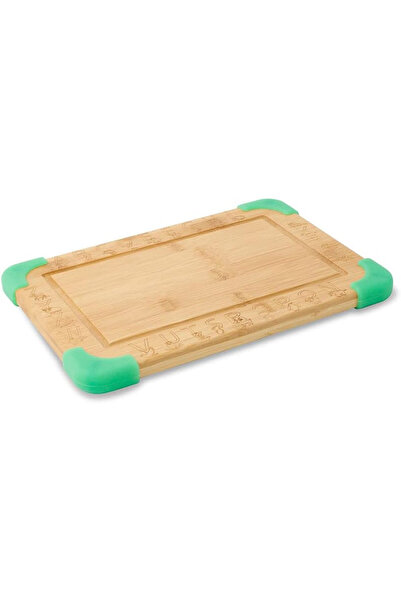 BIOZOYG chopping board, bamboo, natural/green, 29 x 20 x 1.5 cm