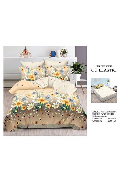 CHIRASO CHIRASO Finet Bedding Set, 6 Pieces, Fitted Sheet 180x200, Duvet Cover 200x230, 4 Pillowcases, Print