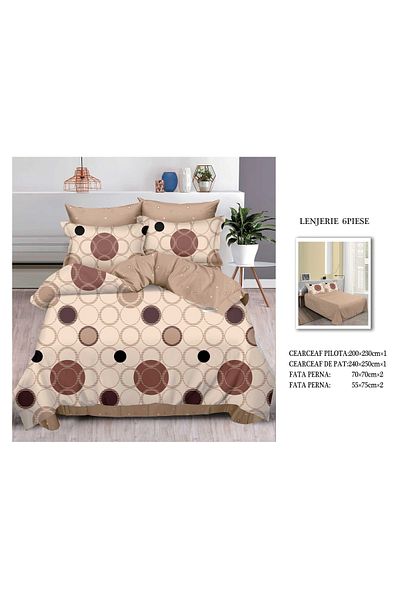 chiraso CHIRASO Finet Bedding Set, 6 Pieces, Sheet 240x250, Quilt 200x230, 4 Pillowcases, Print