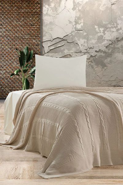 DOUX HOME Sindy Knitwear Bedspread Single 180 X 230 cm (Stone)