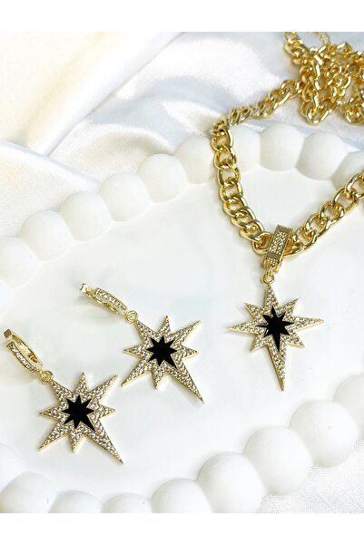esplendor Mine Yıldızlı Zirkon Taşlı Kolye ve Küpe Seti