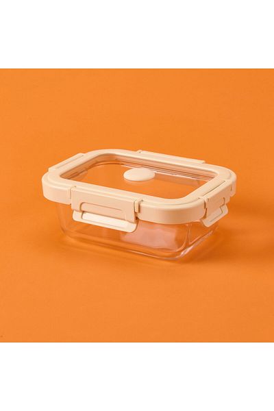 ASPARTAM Lockable Glass Storage Container - Gray / Beige - 370 ml