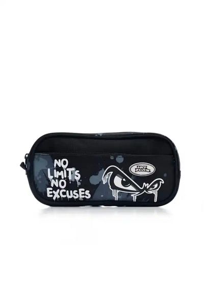 No Fear Pencil Bag 03526 Black No Limits Double Compartment