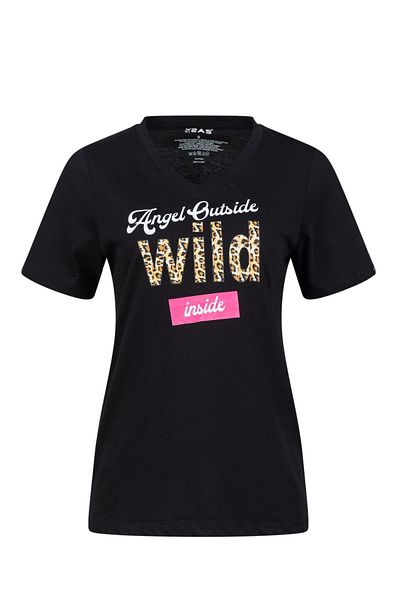 2AS Tricou pentru femei cu decolteu în V cu imprimeu Alone 410