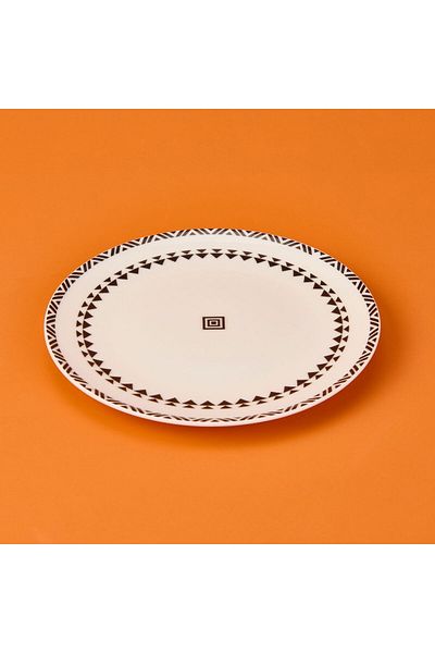 MATMEL Ethnic Cake Plate - Black / White - 19 cm