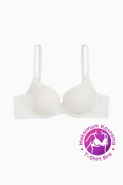 Wonna Eva - t Shirt Bra No Padding Maximum Grip and Flawless Form - Fixed Thick Strap - White - 2531