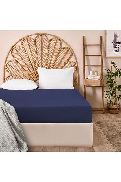 MATMEL Διπλό Εφαρμοσμένο Σεντόνι - Navy Blue - 180x200 cm
