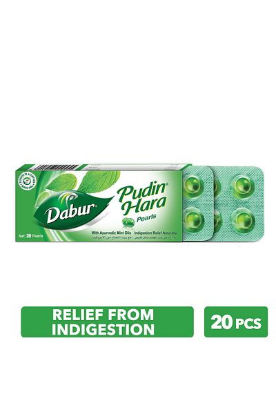 Dabur Pudin Hara Pearls 20 Capsules | Fast Relief from Indigestion, Gas & Acidity with Natural Min