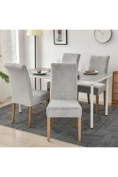 SMARTECH Universal Chair Cover, Velvet Material, Washable, Non-Slip Elastic Strap, Gray