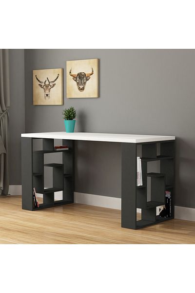 Mourah Home Labirent Working Table with Dual Side Storage – Compact Desk for Home Office, Writing & Reading