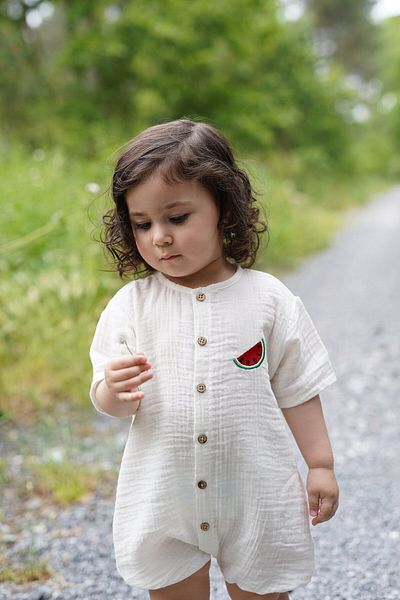 MELLS BABY Watermelon Embroidered Muslin Children's Jumpsuit