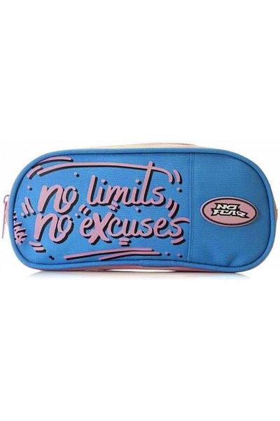 No Fear Pencil Case 03562 Blue Pink No Limits Double Compartment