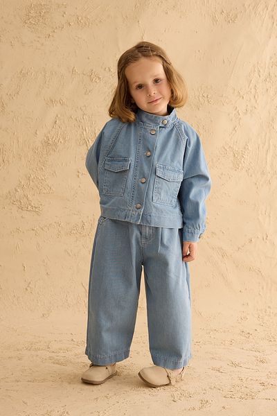 Fahhar Kids Jachetă Bomber Denim Albastru deschis