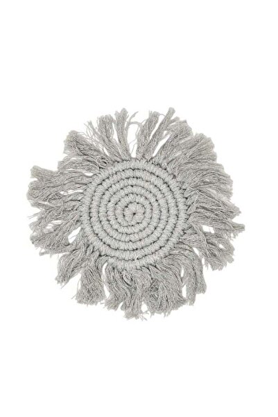 PRICKLY PEAR مجموعة من 4 قواعد أكواب مكرمية رمادية