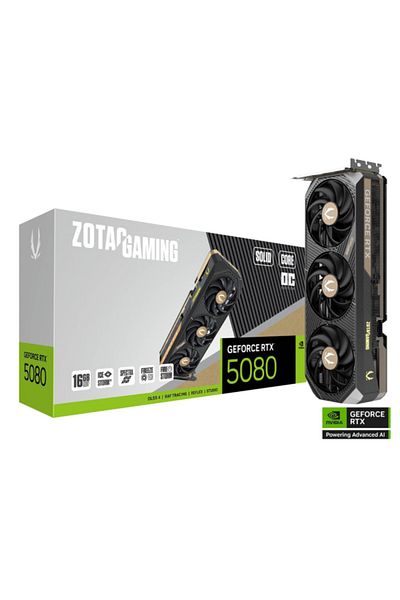 Zotac بطاقة رسومات GeForce RTX 5080 SOLID CORE OC للألعاب بسعة 16 جيجابايت