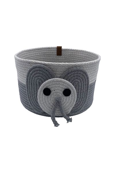 MATMEL Living Kids Room Elephant Themed Large Basket - Gray / White - 20X28 cm