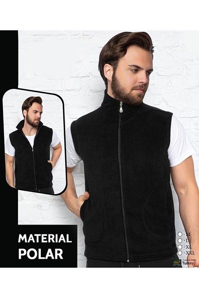 Intisimo Men's Vest, Polar Fleece, Black - L