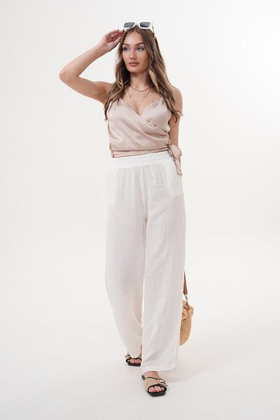Laressi Muslin Trousers with Elastic Waist and Pockets