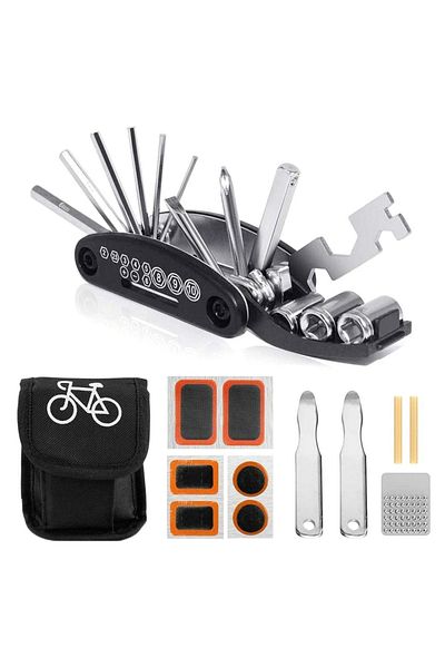 OEM Bicycle repair wrench and accessory set, compact carrying case, black