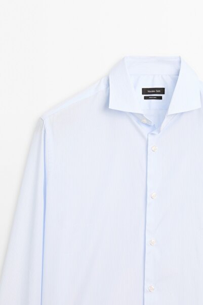 Massimo Dutti Slim fit çizgili %100 pamuklu gömlek