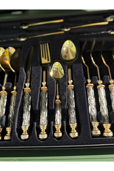 hediye Esterhomedecor 6 Ki 24 Piece Spoon Set Gold Do Not Use the Machine