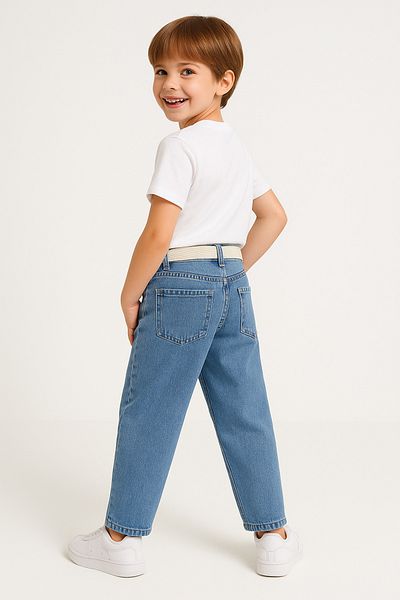 DUBAİ ÇOCUK Boy's Baggy Loose Fit Jeans – Belted Jean