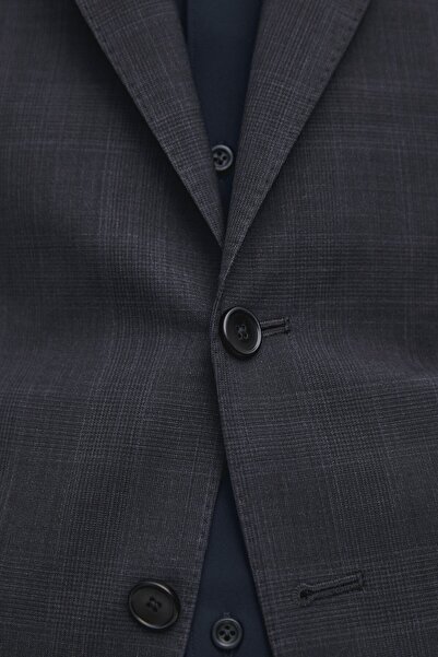 Massimo Dutti %100 yün kareli klasik blazer