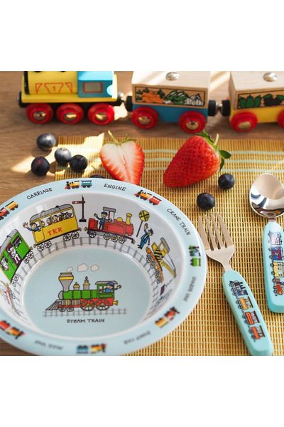Tyrrell Katz Melamine Food Plate - Food Bowl // Trains