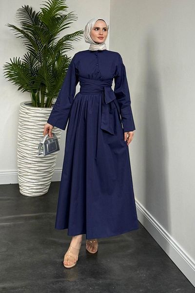 MERVEN AKYÜZ Πουκάμισο Izella Φόρεμα Navy Blue