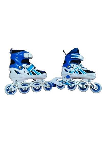 BURAK CAN SPORT Cansport Adjustable (2+2) Metal Body Silicone Wheel Lighted Children's Skating Skates