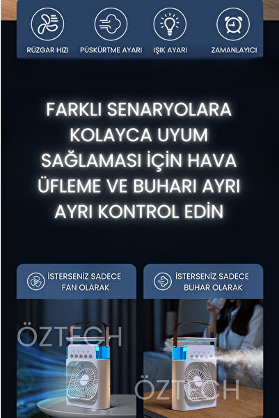 DTULTRA2 Buzlu Vantilatör Mini Fan 5 Spreyli Su Püskürtmeli 600 ML Buhar Makinesi Nemlendirici Mini Klima