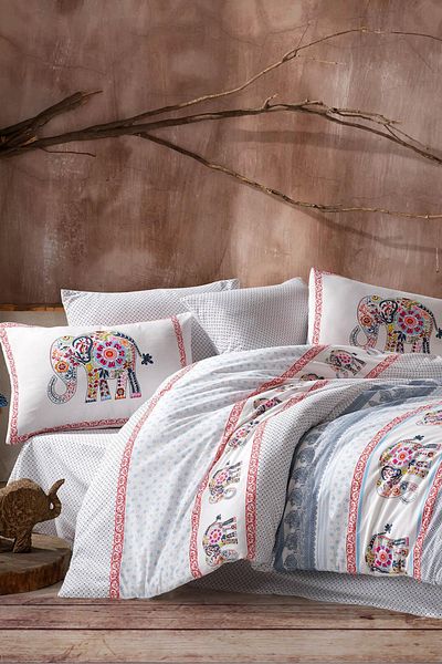 Karden Flower Elsa Ranforce Cotton Elephant Double Duvet Cover Set
