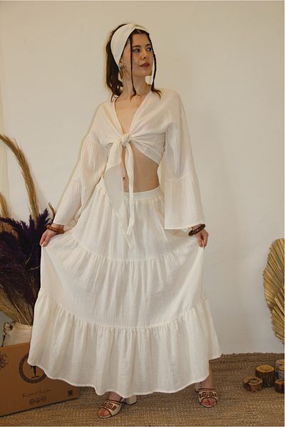 ARİNNASİDE Muslin Ruffle Skirt - Tie Front Top Set