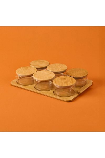 MATMEL Round Breakfast Set with 6 Trays - Light Brown - 38X23.5 cm