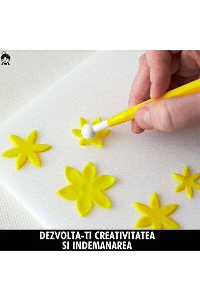 zola Set of 8 pieces for decorating cakes/cupcakes, different designs, plastic, length 14/16 cm, yellow