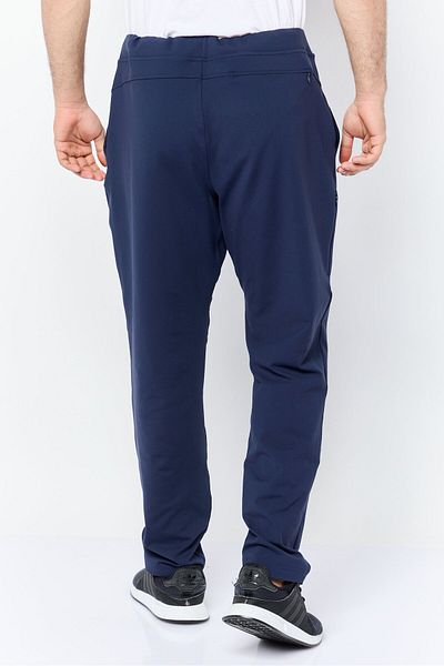 SKECHERS Men Tapered Fit Plain Walking Track Pants, Navy Blue