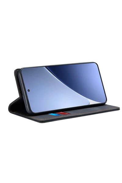 SKYDDAR INNOVATION Husă pentru Xiaomi 15 Pro, portofel moale, piele premium tip carte, neagră, set de autocolante