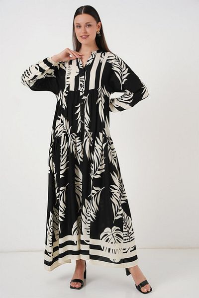 modaserdem 2423 Authentic Patterned Hijab Dress - Black 12
