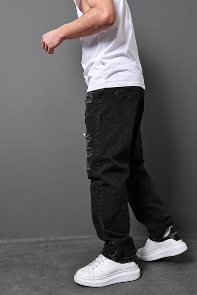 Slatra Ανδρικό βαμβακερό παντελόνι Anthracite Laser Baggy Fit