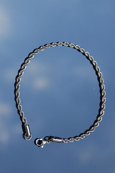 Rua Jewelry Auger Rope Model Chain Stainless Steel Bracelet Silver Color - 21cm - 2mm