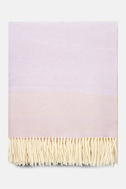 NAH/ Studio بطانية صوف منقوشة 140 × 190 سم، مزيج من اللونين الخزامي والأصفر