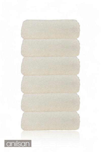 Anılsan 6-Piece Ecru Hand Towels - 50X90 Cm, 225 Gr, 100% Cotton, Spa and Hotel Towels, Suitable for Daily Use